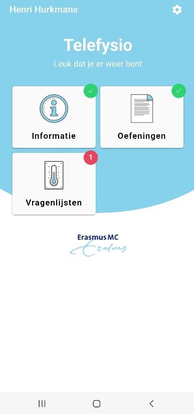 Telefysio - Startscherm