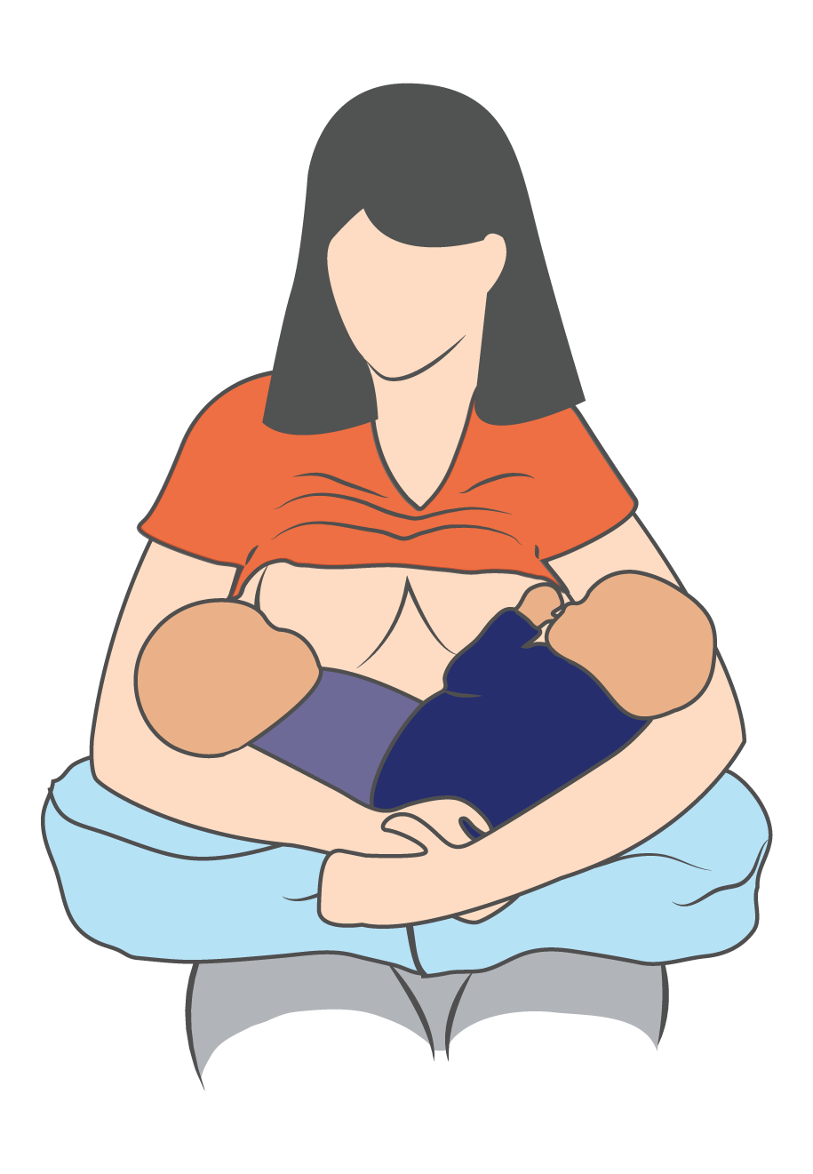 Borstvoeding tweeling in kruishouding